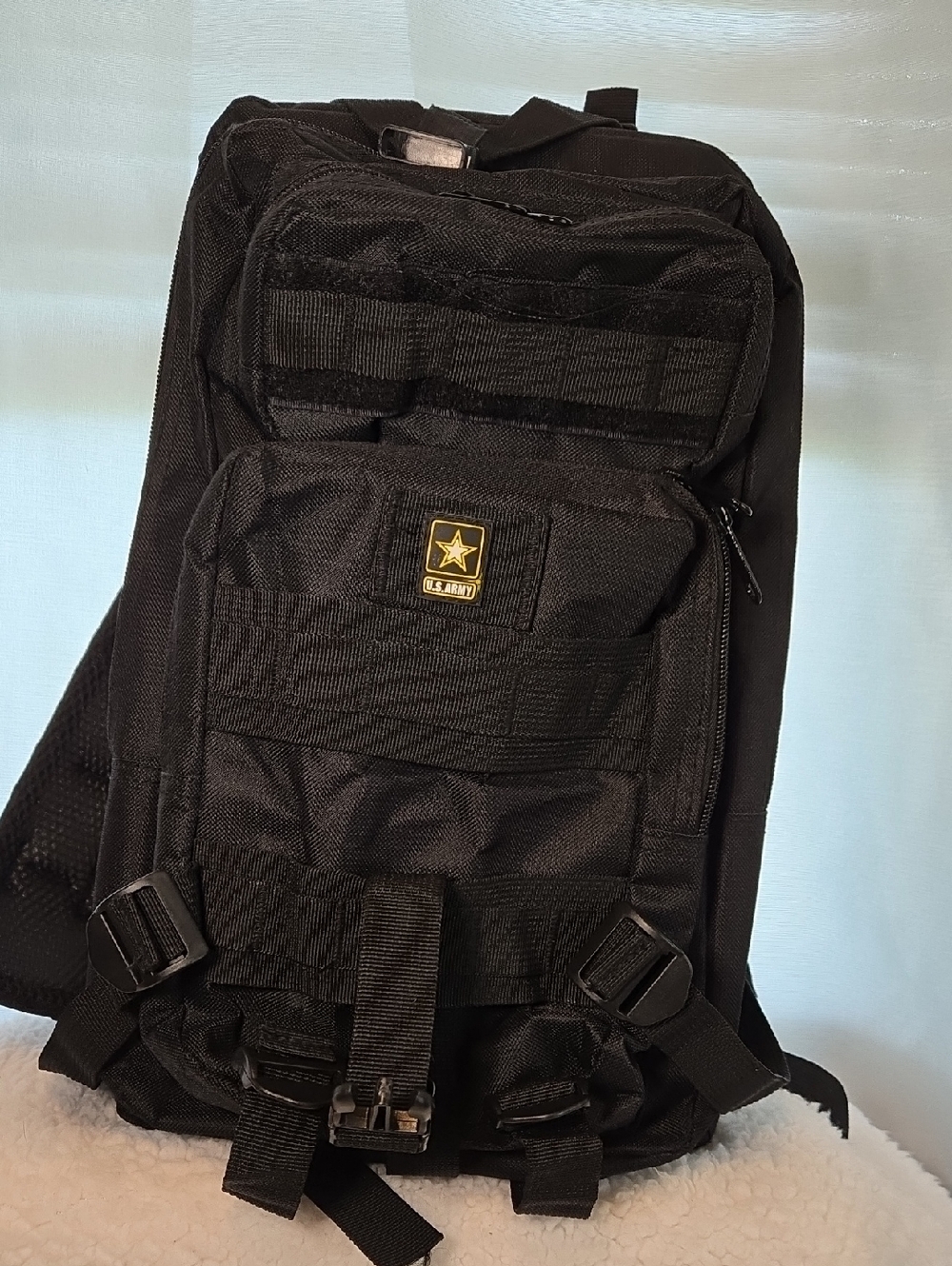 U.S. Army Black Tactical Daypack with MOLLE Webbing